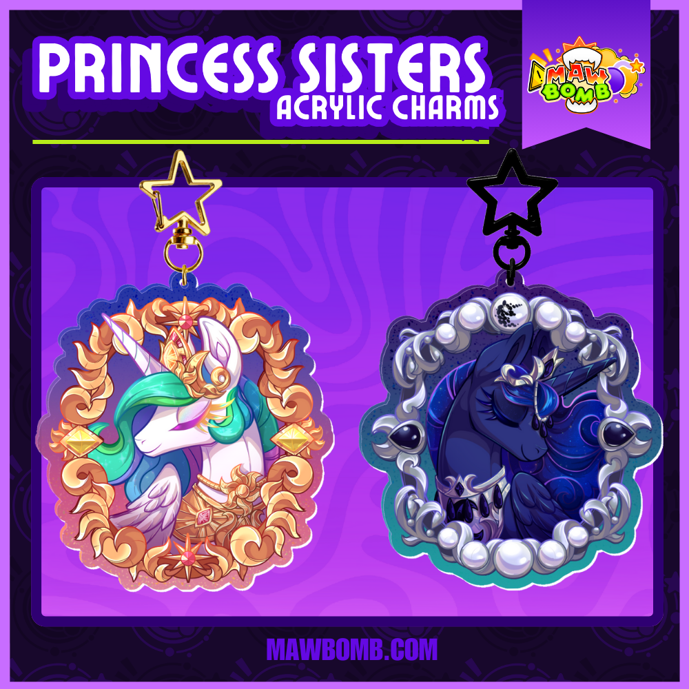 Celestia and Luna Matching Acrylic Charms | MLP Princess Sisters
