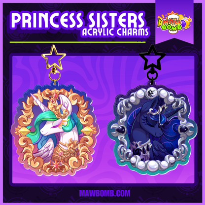 Celestia and Luna Matching Acrylic Charms | MLP Princess Sisters