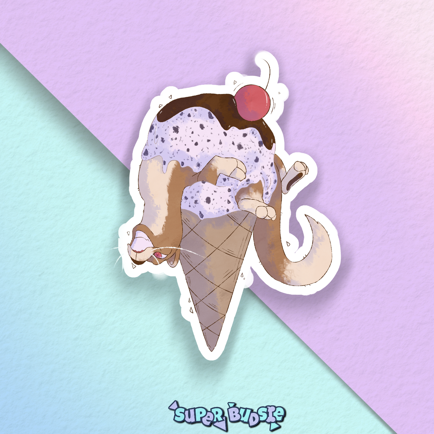 IceCream Weasel 3" Sticker