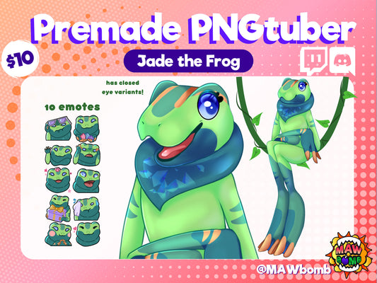 Jade the Frog PNGtuber Set | Premade Pngtuber Twitch | Veadotube | Voice Reactive